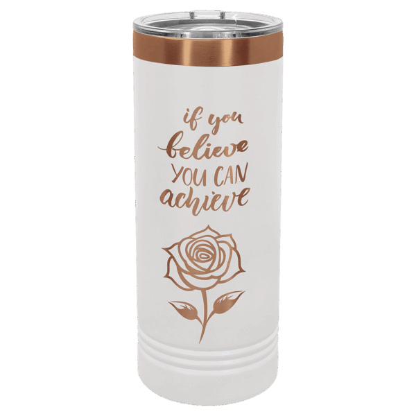 Polar Camel 22 oz. White/Rose Gold Skinny Tumbler