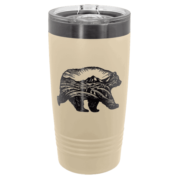Polar Camel 20 oz. Warm Sand/Ghost Black ION-Plated Ringneck Tumbler with Slider Lid