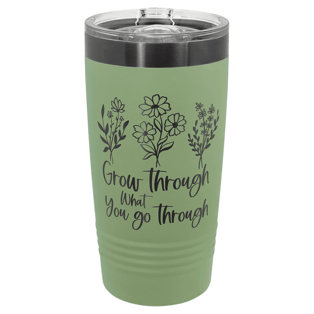 Polar Camel 20 oz. Summer Sage/Ghost Black ION-Plated Ringneck Tumbler with Slider Lid