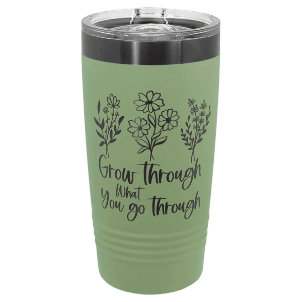Polar Camel 20 oz. Summer Sage/Ghost Black ION-Plated Ringneck Tumbler with Slider Lid