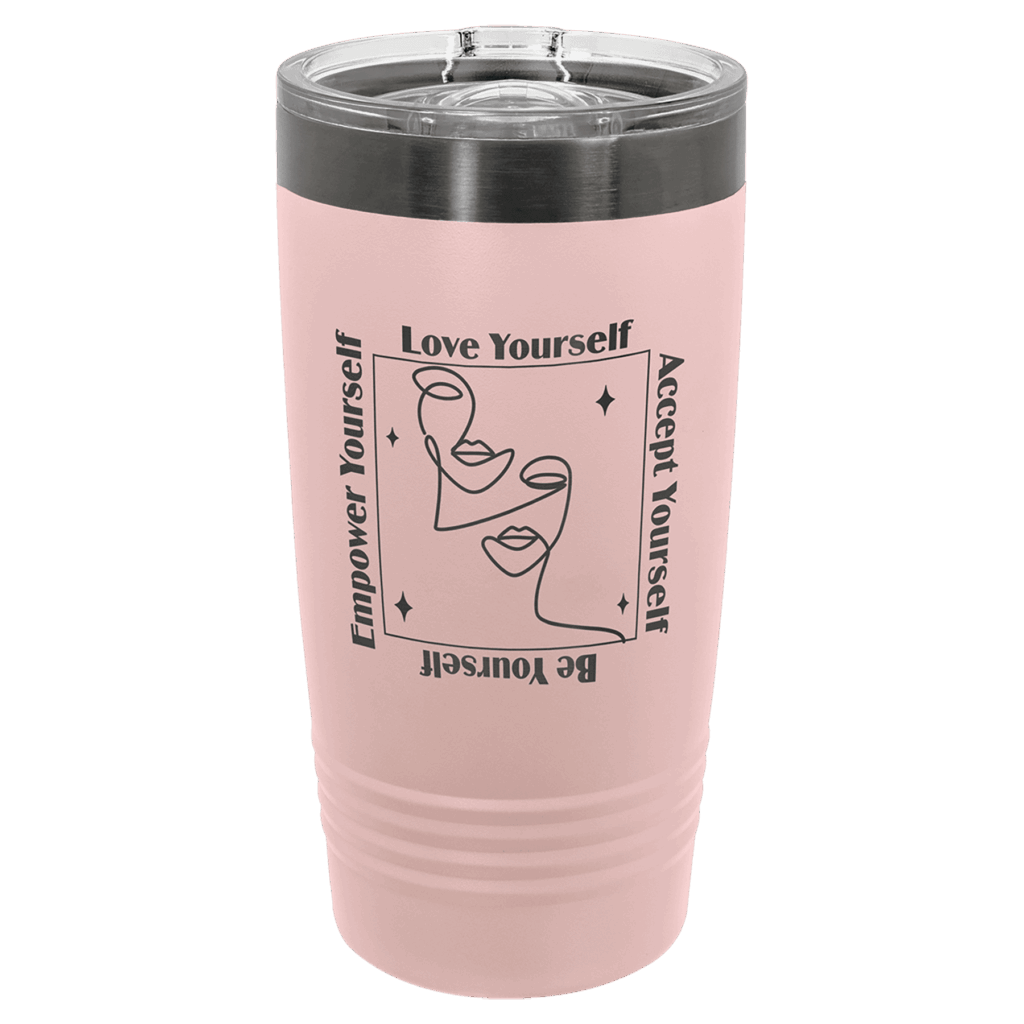 Polar Camel 20 oz. Blush/Ghost Black ION-Plated Ringneck Tumbler with Slider Lid