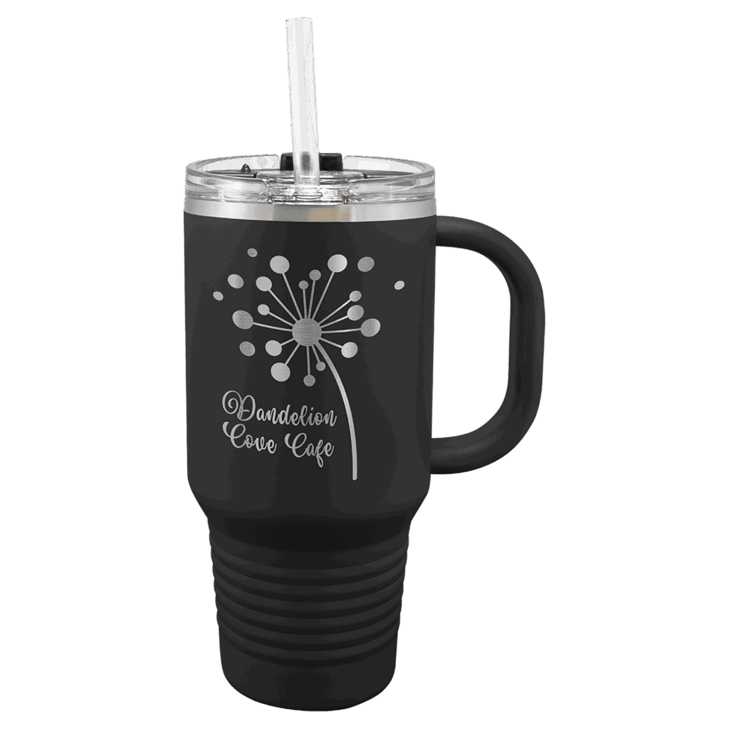 Polar Camel 32 oz. Black Travel Mug with Snap Lid & Straw