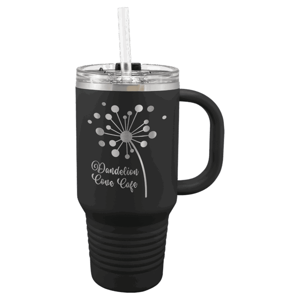 Polar Camel 32 oz. Black Travel Mug with Snap Lid & Straw