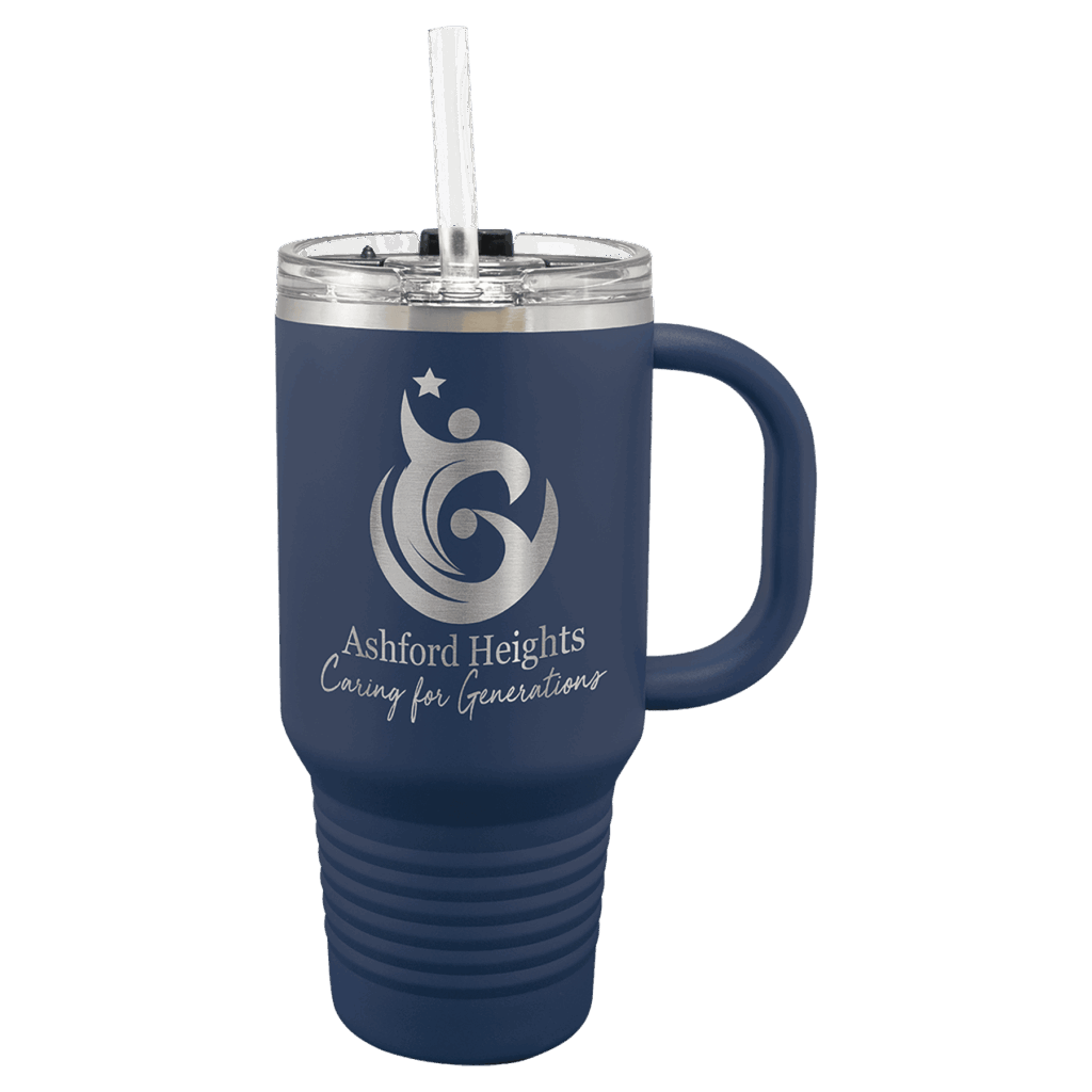 Polar Camel 32 oz. Navy Blue Travel Mug with Snap Lid and Straw