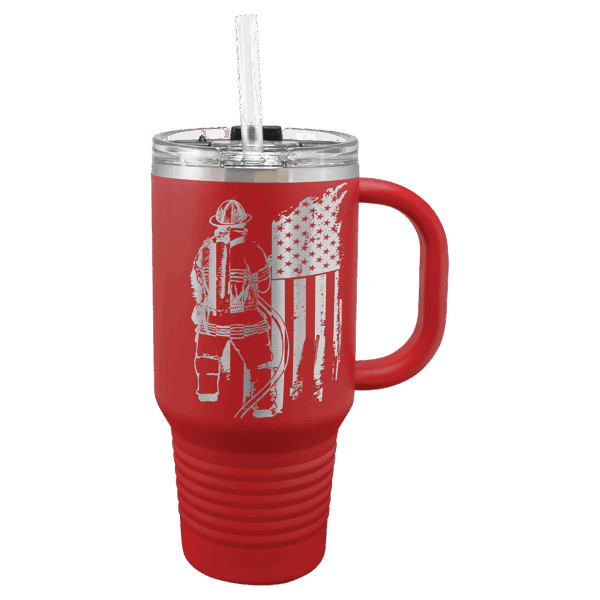 Polar Camel 32 oz. Red Travel Mug with Snap Lid and Straw