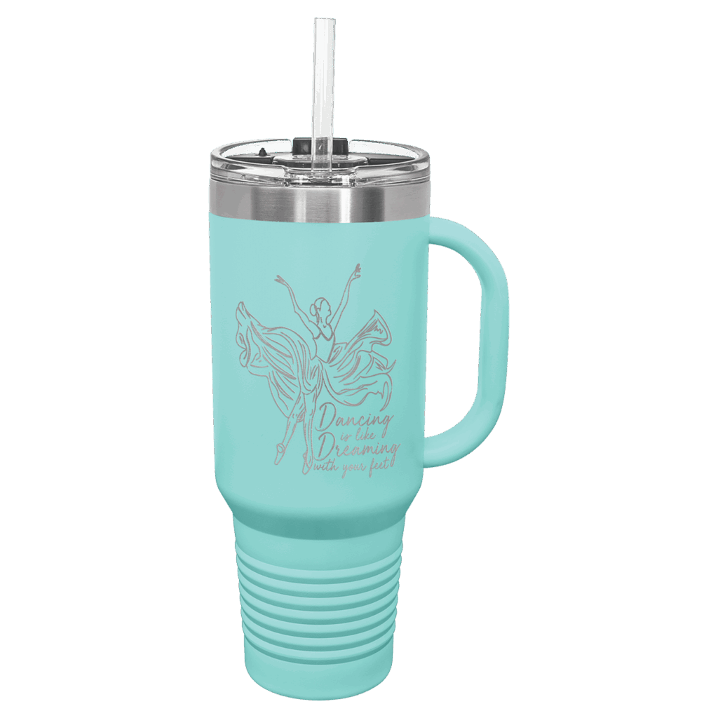 Polar Camel 40 oz. Teal Travel Mug with Snap Lid & Straw