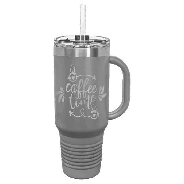 Polar Camel 40 oz. Dark Gray Travel Mug with Snap Lid & Straw