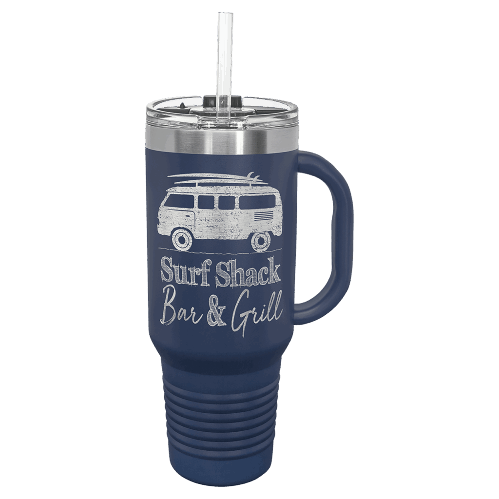 Polar Camel 40 oz. Navy Blue Travel Mug with Snap Lid & Straw