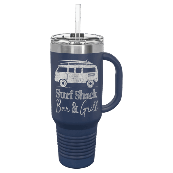 Polar Camel 40 oz. Navy Blue Travel Mug with Snap Lid & Straw