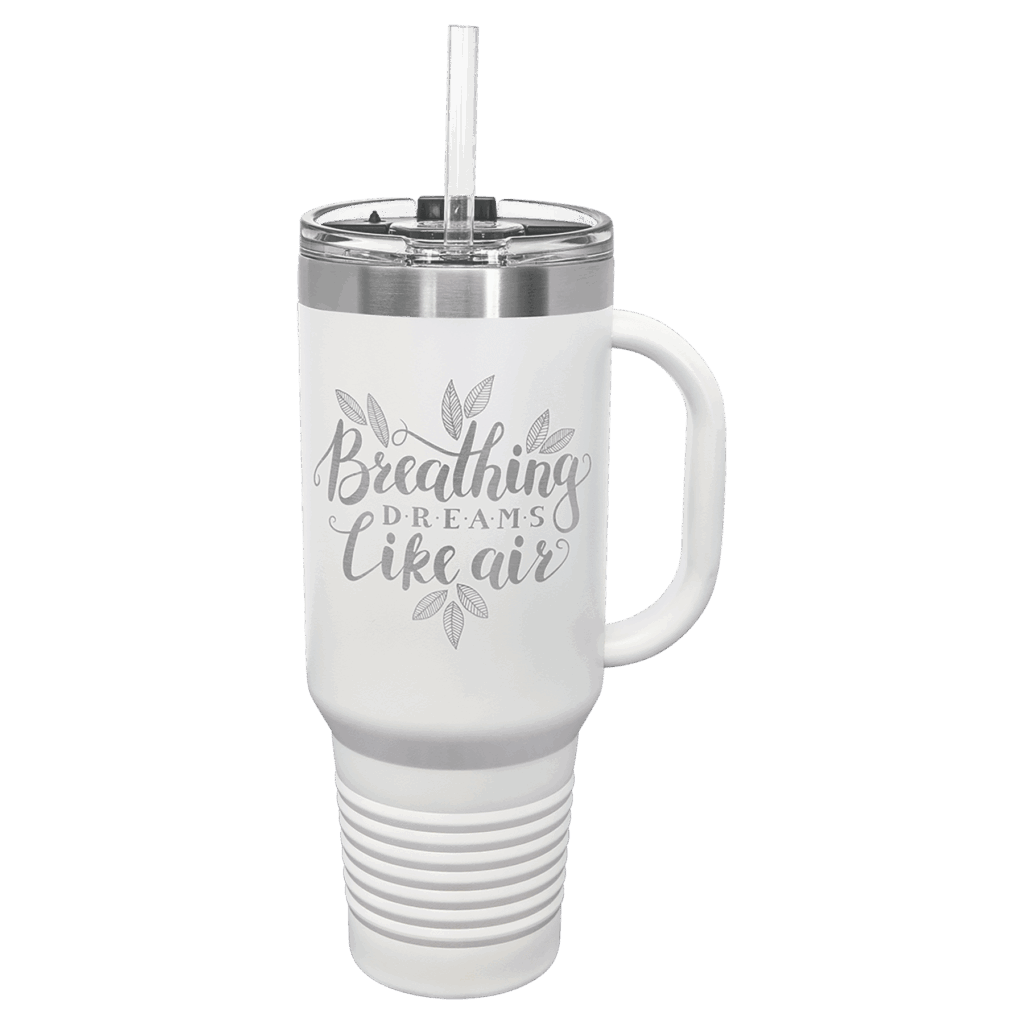 Polar Camel 40 oz. White Travel Mug with Snap Lid & Straw
