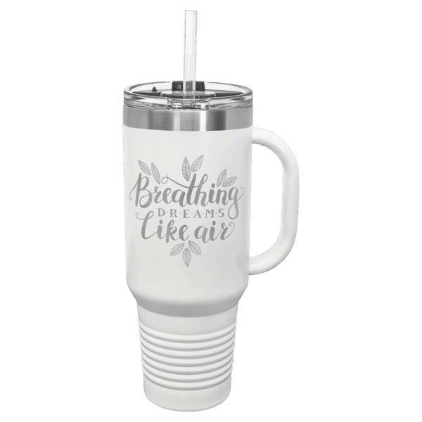 Polar Camel 40 oz. White Travel Mug with Snap Lid & Straw