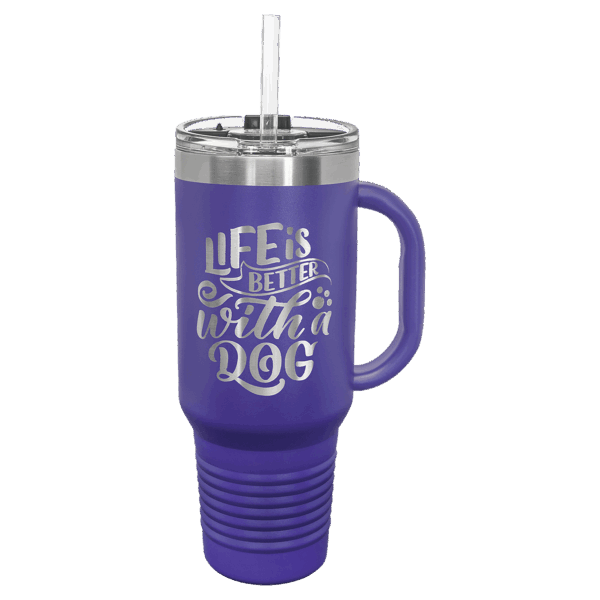 Polar Camel 40 oz. Purple Travel Mug with Snap Lid & Straw