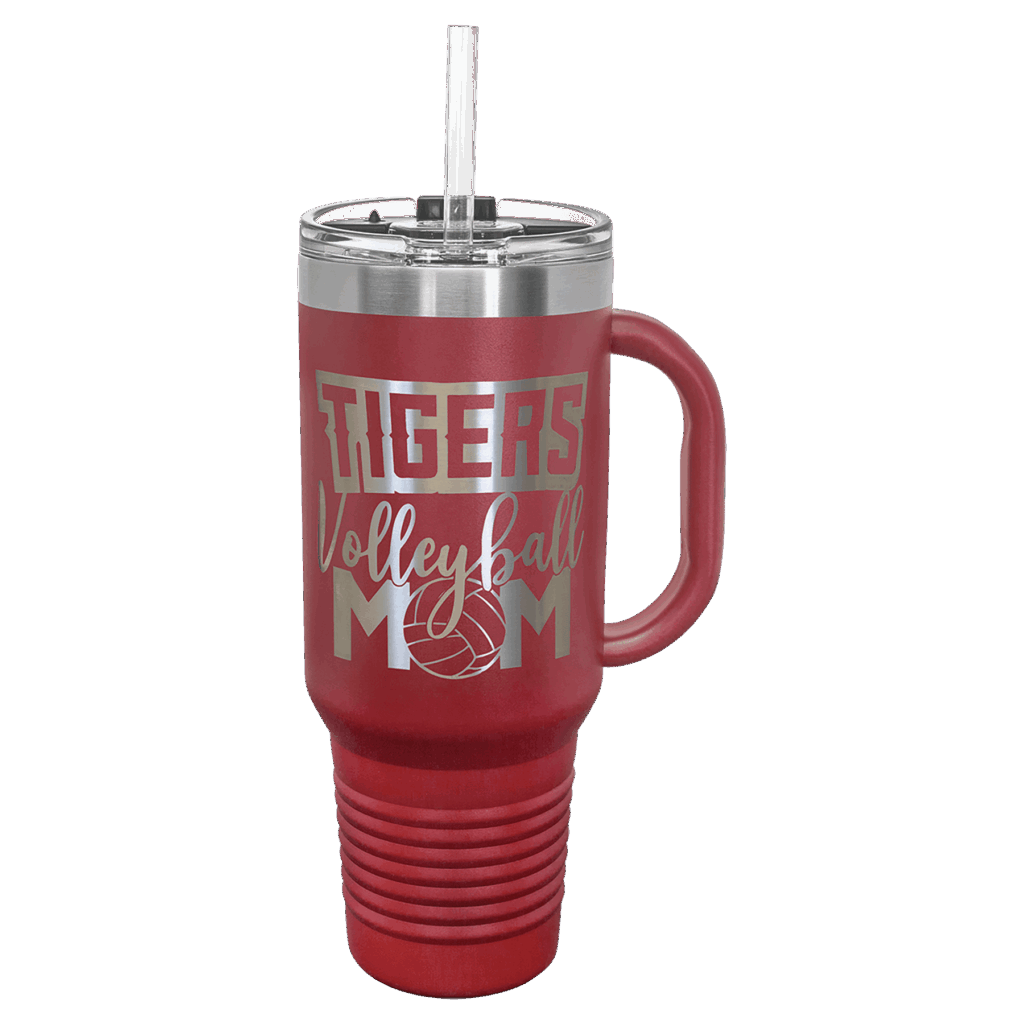 Polar Camel 40 oz. Maroon Travel Mug with Snap Lid & Straw