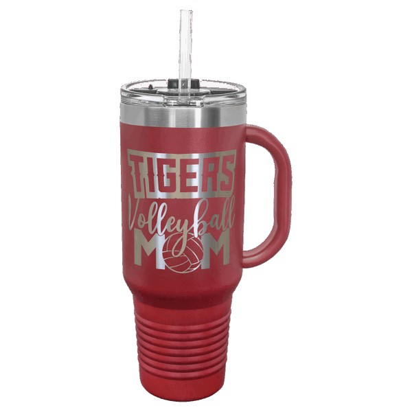 Polar Camel 40 oz. Maroon Travel Mug with Snap Lid & Straw