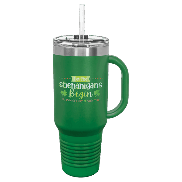 Polar Camel 40 oz. Green Travel Mug with Snap Lid & Straw