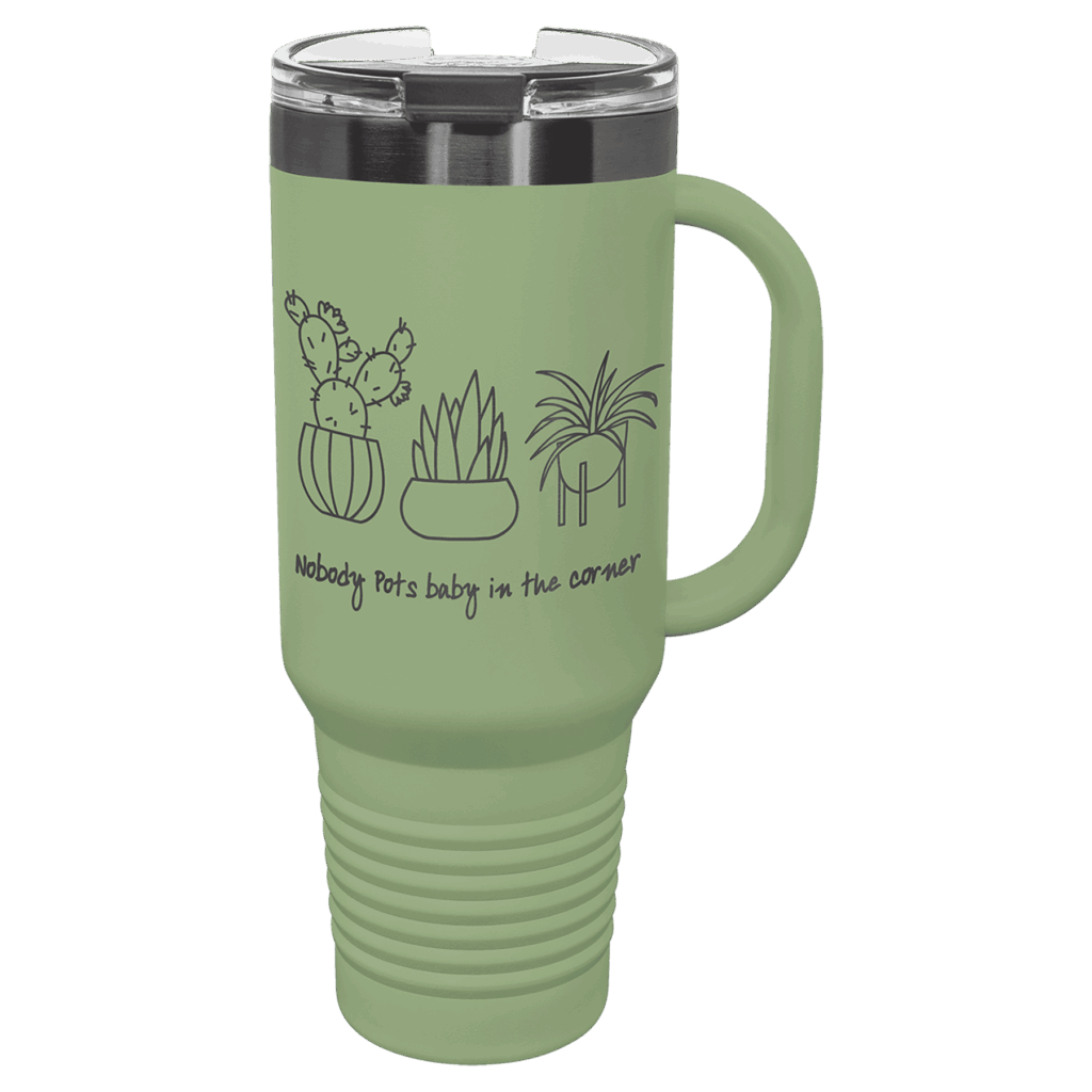 Polar Camel 40 oz. Summer Sage/Ghost Black Travel Mug with Handle & Straw