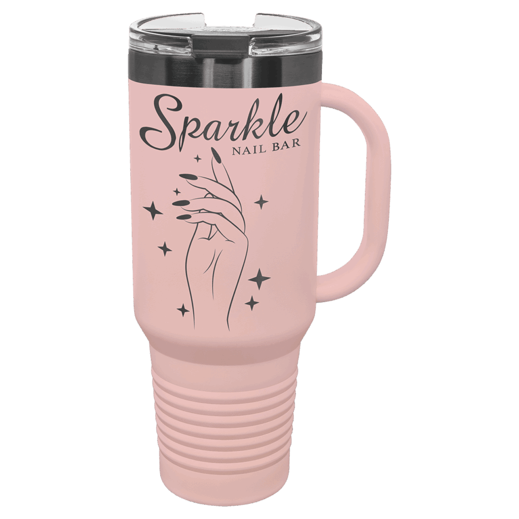 Polar Camel 40 oz. Blush/Ghost Black Travel Mug with Handle & Straw