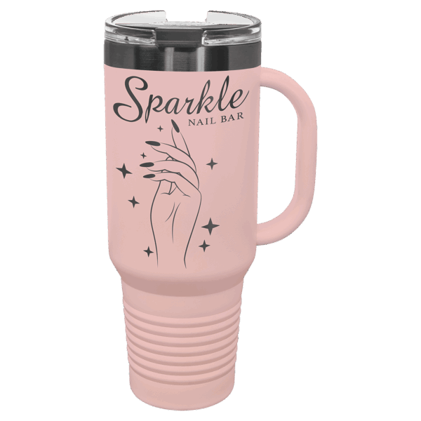 Polar Camel 40 oz. Blush/Ghost Black Travel Mug with Handle & Straw