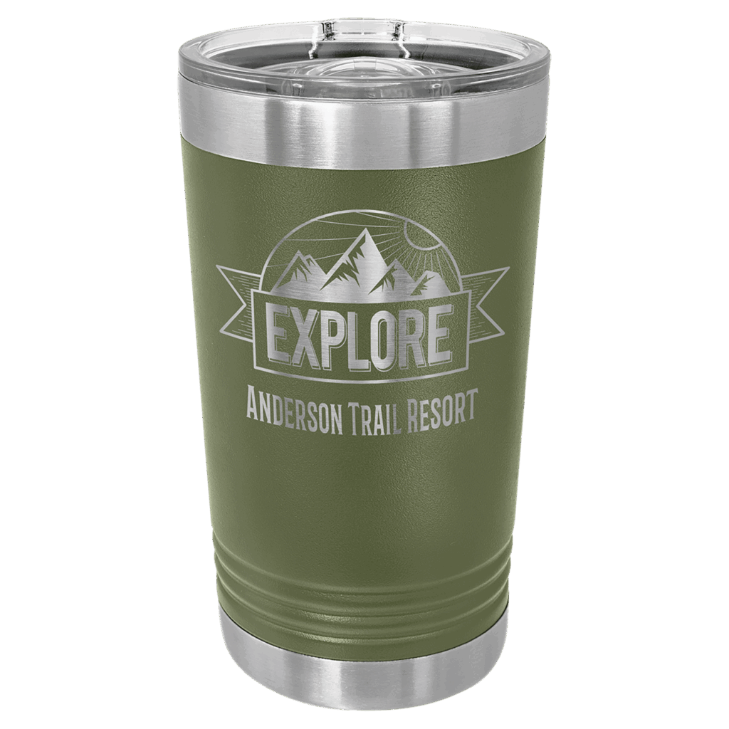 Polar Camel Olive Green 16 oz. Pint with Slider Lid