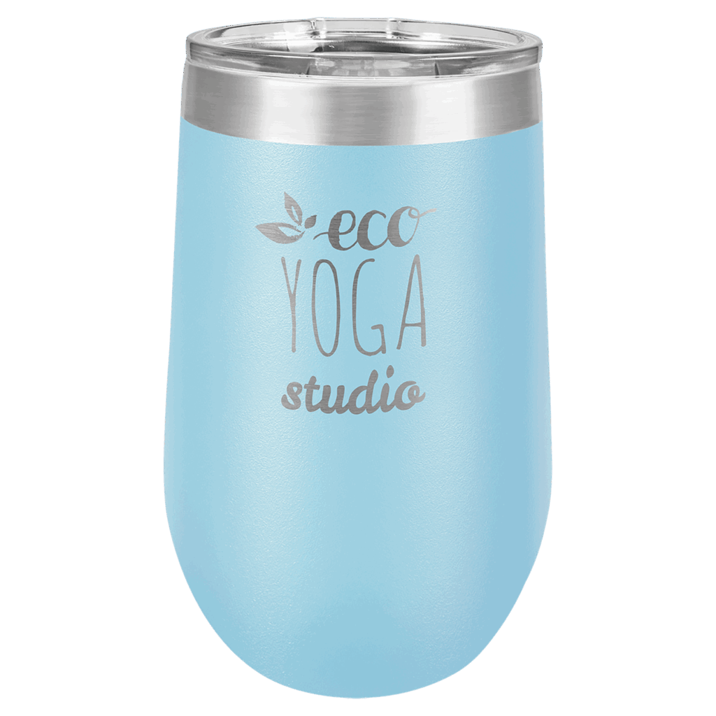 Polar Camel 16 oz. Light Blue Stemless Wine Tumbler with Standard Lid