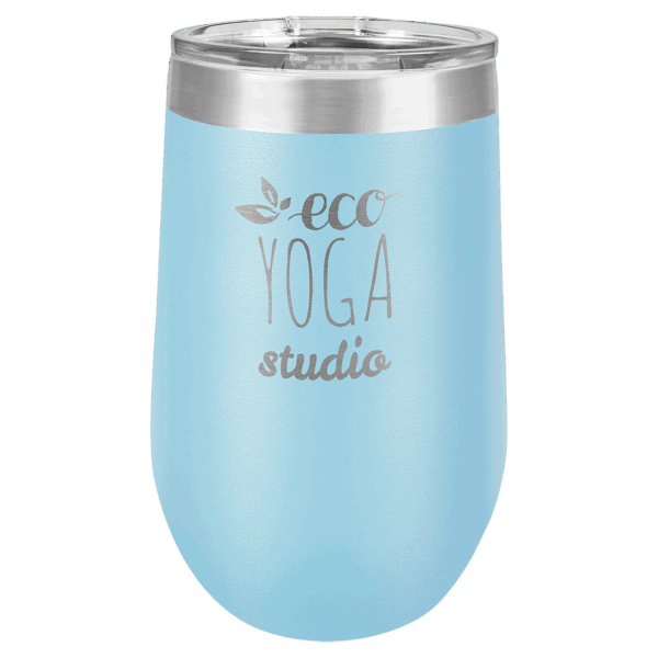 Polar Camel 16 oz. Light Blue Stemless Wine Tumbler with Standard Lid