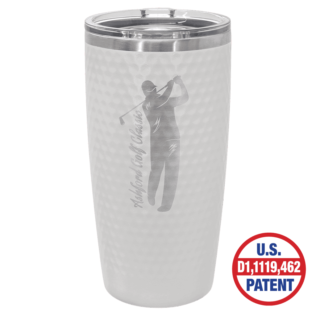 Polar Camel 20 oz. White Golf Tumbler - Full Dimples and Slider Lid