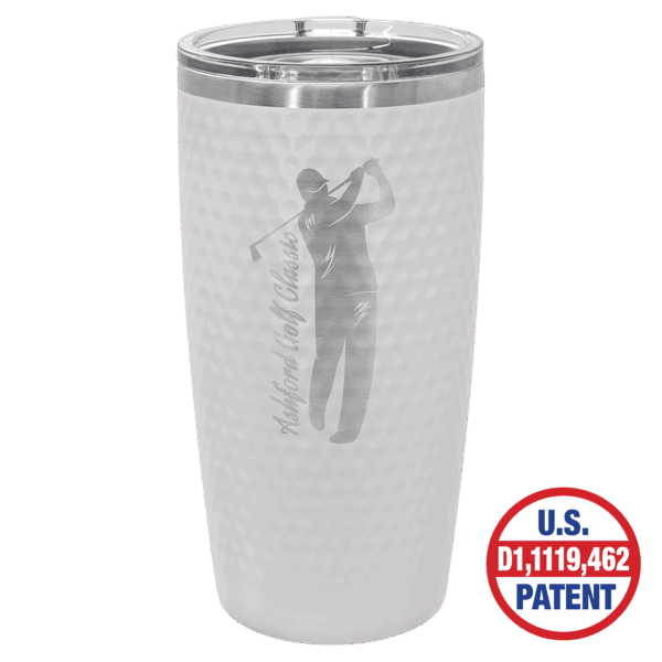 Polar Camel 20 oz. White Golf Tumbler - Full Dimples and Slider Lid