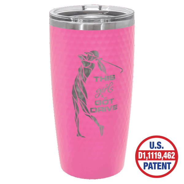 Polar Camel 20 oz. Pink Golf Tumbler - Full Dimples and Slider Lid