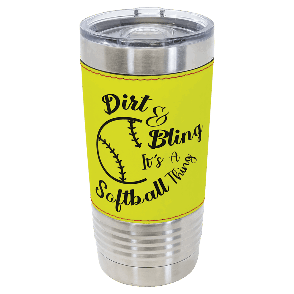 Polar Camel 20 oz. Softball Leather Tumbler with Slider Lid