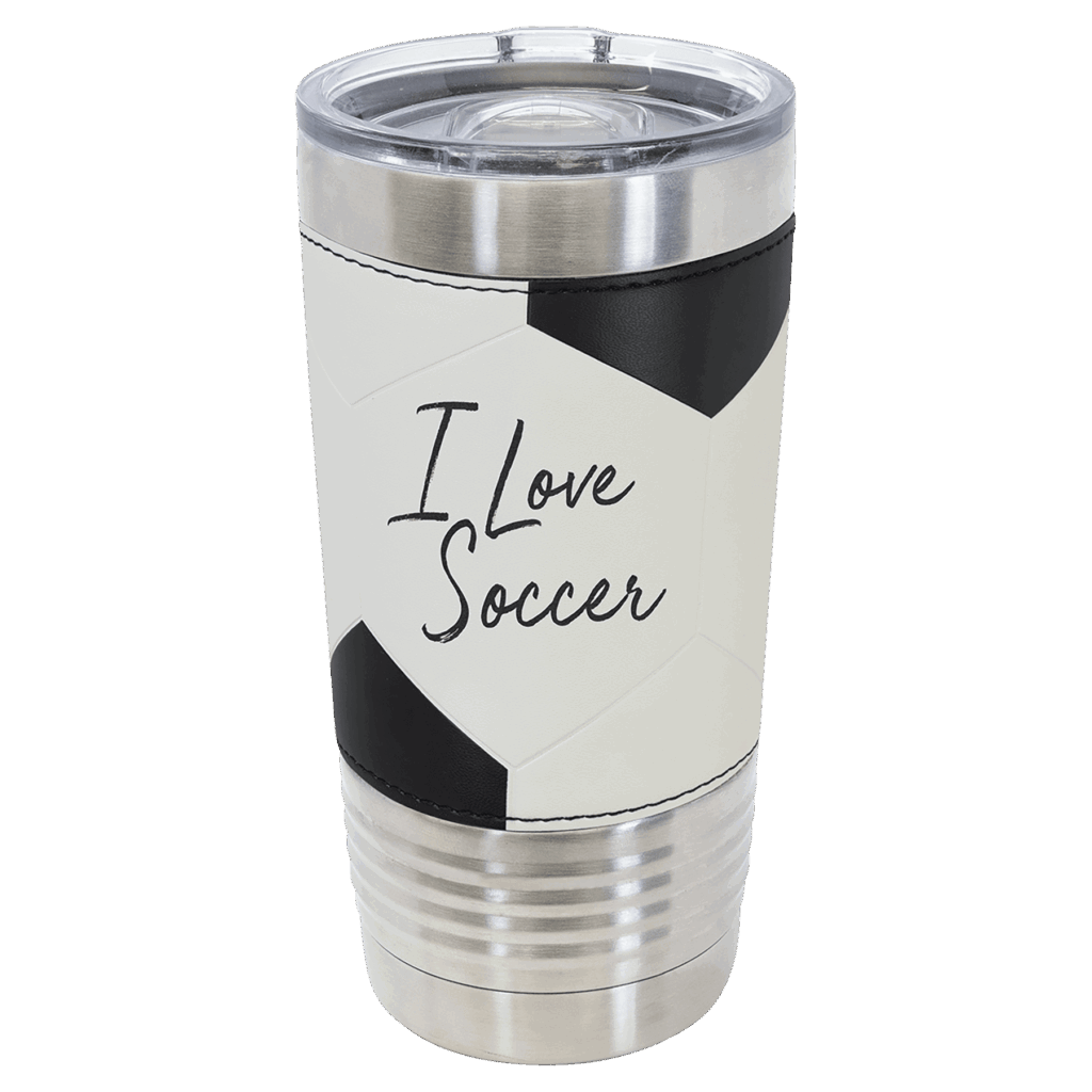 Polar Camel 20 oz. Soccer Leather Tumbler with Slider Lid