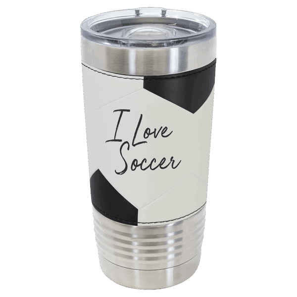 Polar Camel 20 oz. Soccer Leather Tumbler with Slider Lid