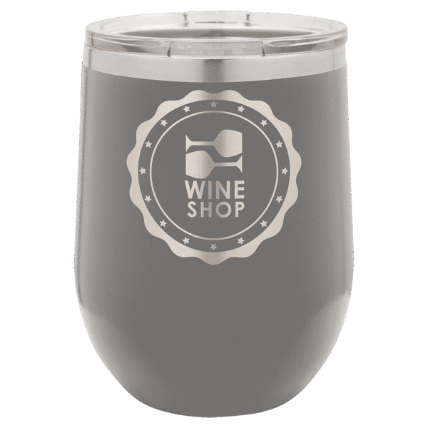 Polar Camel 12 oz. Dark Gray Stemless Wine Tumbler with Standard Lid