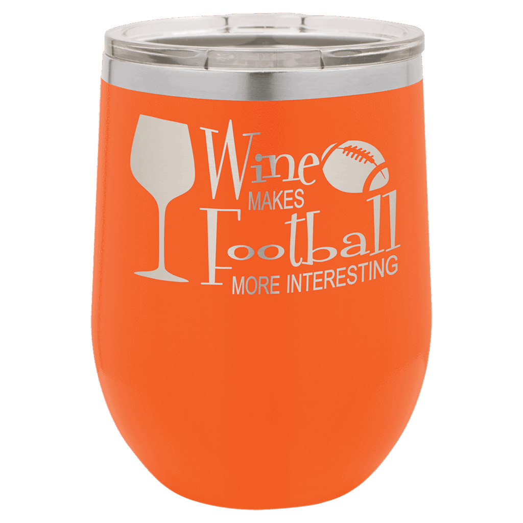Polar Camel 12 oz. Orange Stemless Wine Tumbler with Standard Lid