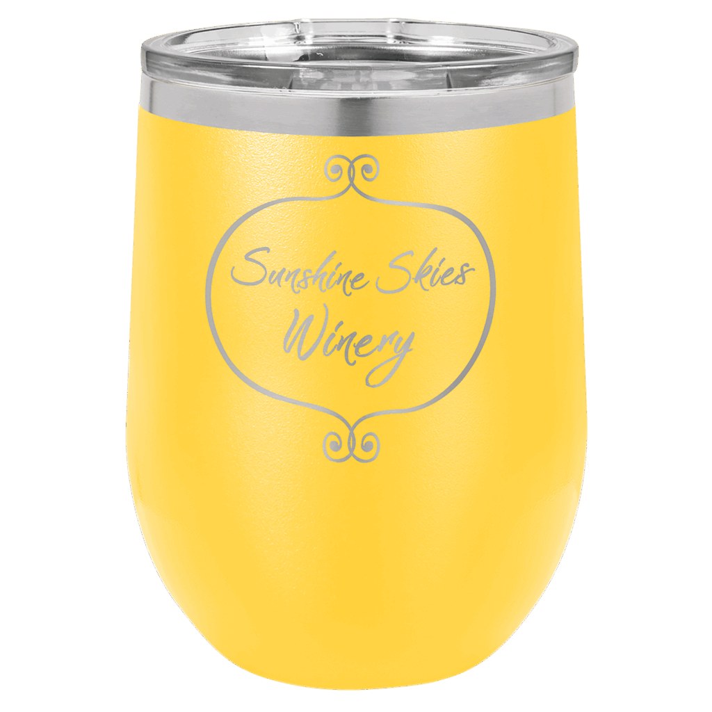 Polar Camel 12 oz. Yellow Stemless Wine Tumbler with Standard Lid