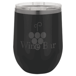 Polar Camel 12 oz. Black/Ghost Black Stemless Wine Tumbler with Standard Lid
