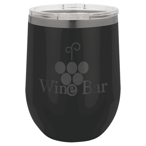 Polar Camel 12 oz. Black/Ghost Black Stemless Wine Tumbler with Standard Lid