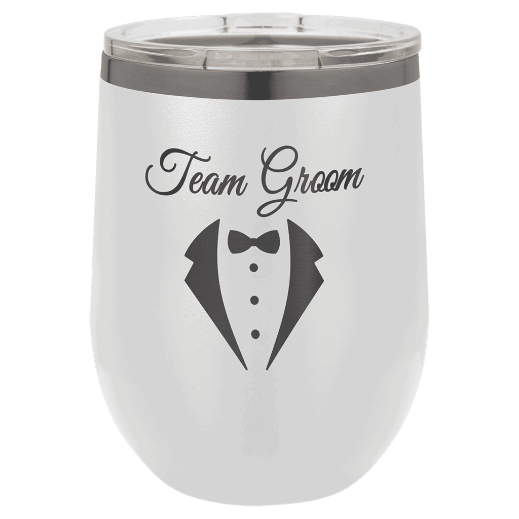 Polar Camel 12 oz. White/Ghost Black Stemless Wine Tumbler with Standard Lid