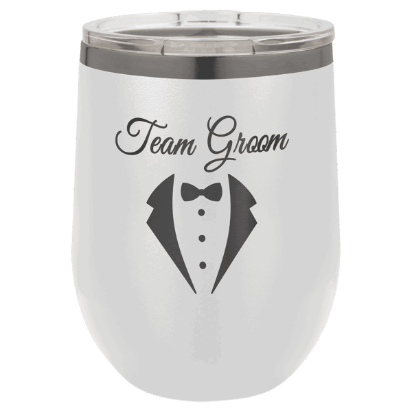 Polar Camel 12 oz. White/Ghost Black Stemless Wine Tumbler with Standard Lid