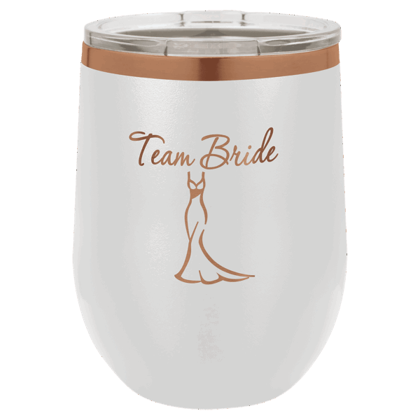 Polar Camel 12 oz. White/Rose Gold Stemless Wine Tumbler with Standard Lid