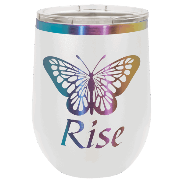 Polar Camel 12 oz. White/Prism Stemless Wine Tumbler with Standard Lid