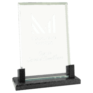 8" Rectangle Glass with Black Marble Base