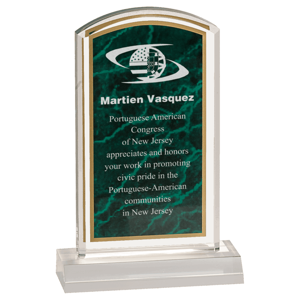 4" x 7" Green Marbleized Acrylic with 5" Base