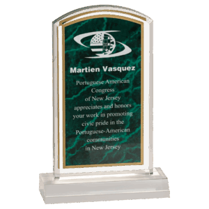 4" x 7" Green Marbleized Acrylic with 5" Base