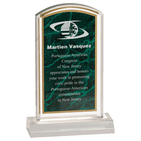 4" x 7" Green Marbleized Acrylic with 5" Base