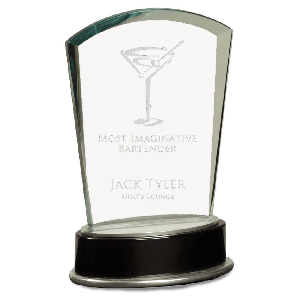 6 3/4" Jade Fan Metro Glass with Silver and Black Piano Finish Base