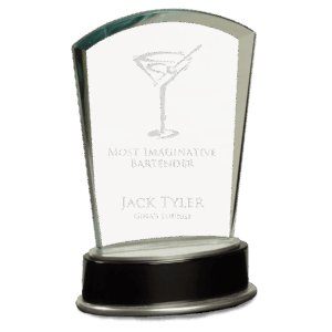 6 3/4" Jade Fan Metro Glass with Silver and Black Piano Finish Base