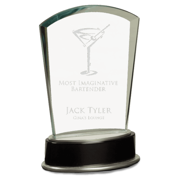 6 3/4" Jade Fan Metro Glass with Silver and Black Piano Finish Base