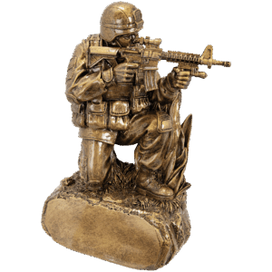 9 1/4" Antique Gold Military Resin Kneeling with Grass