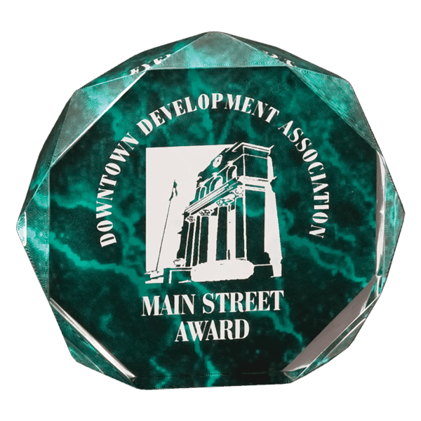 5" Green Marble Octagon Acrylic Award