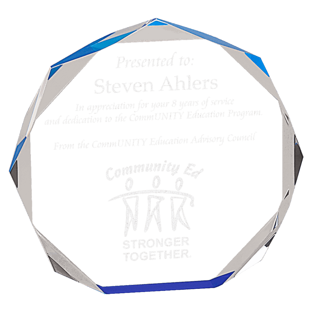 6" Blue Octagon Acrylic Award